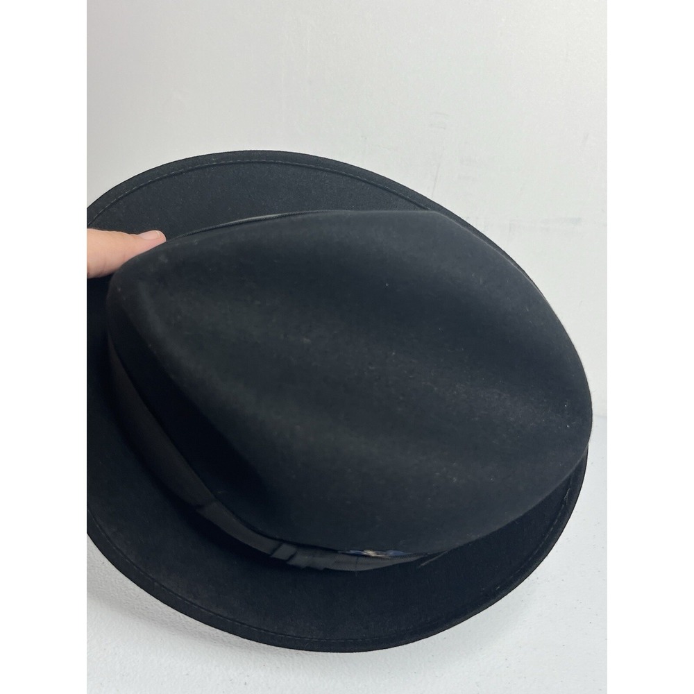Vtg Royal‎ Stetson Black Fedora Hat With Feather Size Long Oval 7 - Picture 14 of 16